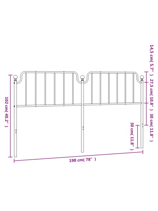 Metallist voodipeats, must, 193 cm