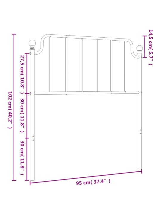 Metallist voodipeats, valge, 90 cm