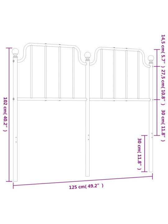 Metallist voodipeats, valge, 120 cm