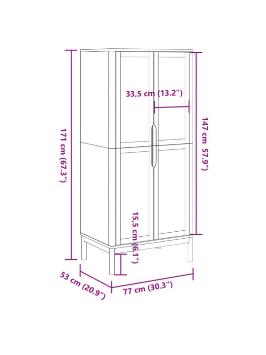 Riidekapp "floro", hall, 77 x 53 x 171 cm, männipuit