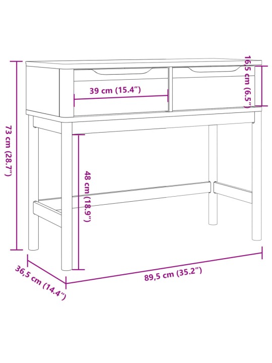 Konsoollaud "floro", valge, 89,5 x 36,5 x 73 cm, männipuit