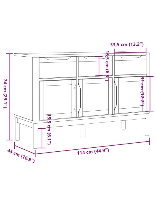 Puhvetkapp "floro", hall, 114 x 43 x 74 cm, männipuit