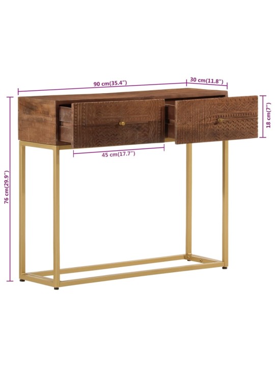 Konsoollaud, 90 x 30 x 76 cm, mangopuit ja raud