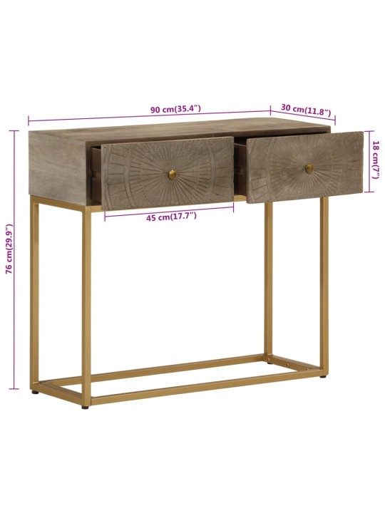 Konsoollaud, 90 x 30 x 76 cm, mangopuit ja raud