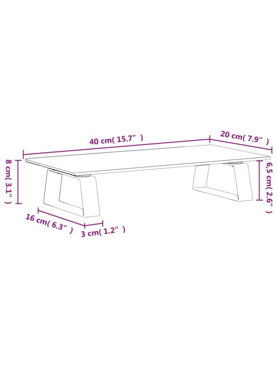 Monitorialus, valge, 40 x 20 x 8 cm, karastatud klaas ja metall