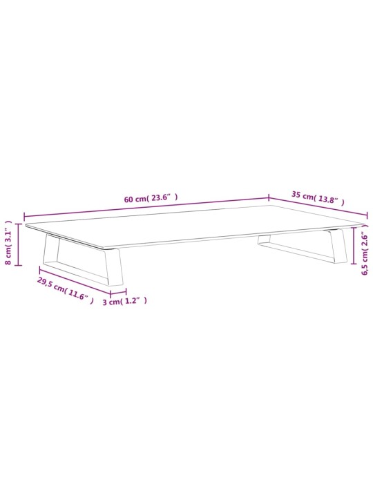 Monitorialus, valge, 60x35x8 cm, karastatud klaas ja metall