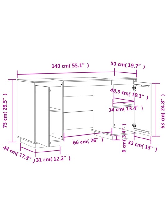 Kirjutuslaud, 140 x 50 x 75 cm, männipuit