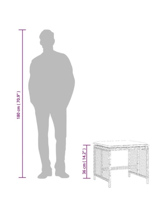 Aiatoolid koos istmepatjadega 4 tk, pruun, polürotang