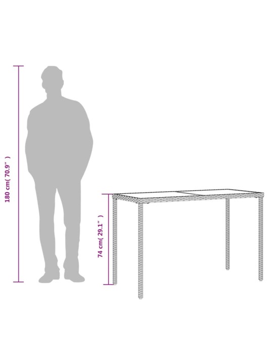 Aialaud klaasplaadiga, must, 115x54x74 cm, polürotang