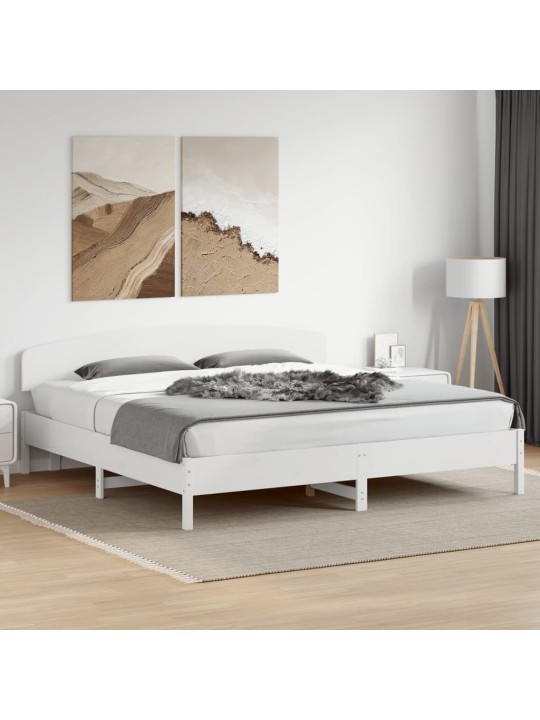 Voodiraam ilma madratsita, valge, 180 x 200 cm, männipuit