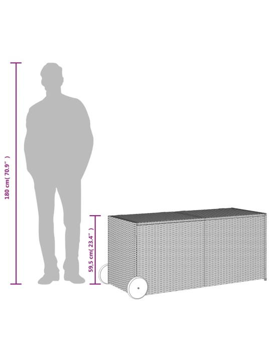 Ratastega aia hoiukast, hall, 283 l, polürotang