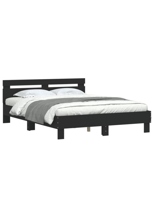 LED-TULEDE JA PEATSIGA VOODIRAAM, MUST, 140 X 190 CM