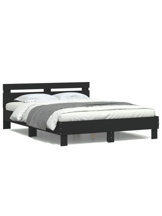 LED-TULEDE JA PEATSIGA VOODIRAAM, MUST, 140 X 190 CM