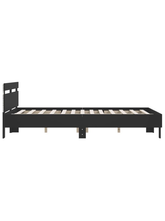 LED-TULEDE JA PEATSIGA VOODIRAAM, MUST, 140 X 190 CM