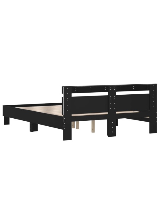 LED-TULEDE JA PEATSIGA VOODIRAAM, MUST, 140 X 190 CM