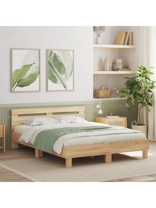 LED-TULEDE JA PEATSIGA VOODIRAAM, SONOMA TAMM, 140 X 190 CM