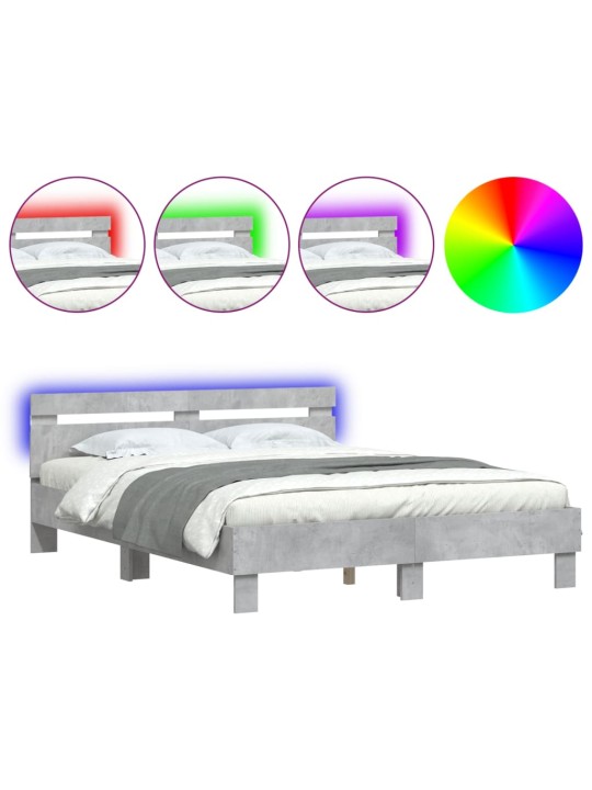 LED-TULEDE JA PEATSIGA VOODIRAAM, BETOONHALL, 140 X 190 CM