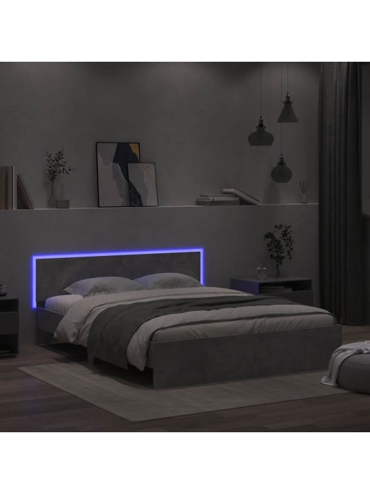 LED-TULEDE JA PEATSIGA VOODIRAAM, BETOONHALL, 150 X 200 CM