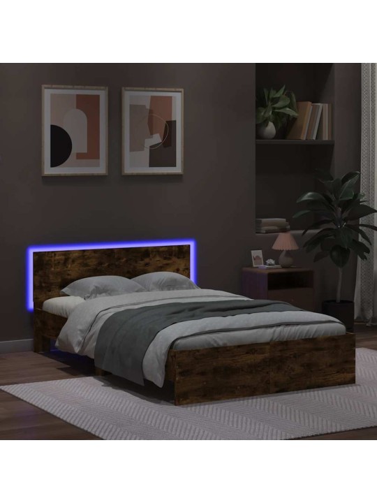 LED-TULEDE JA PEATSIGA VOODIRAAM,SUITSUTATUD TAMM, 140 X 200 CM