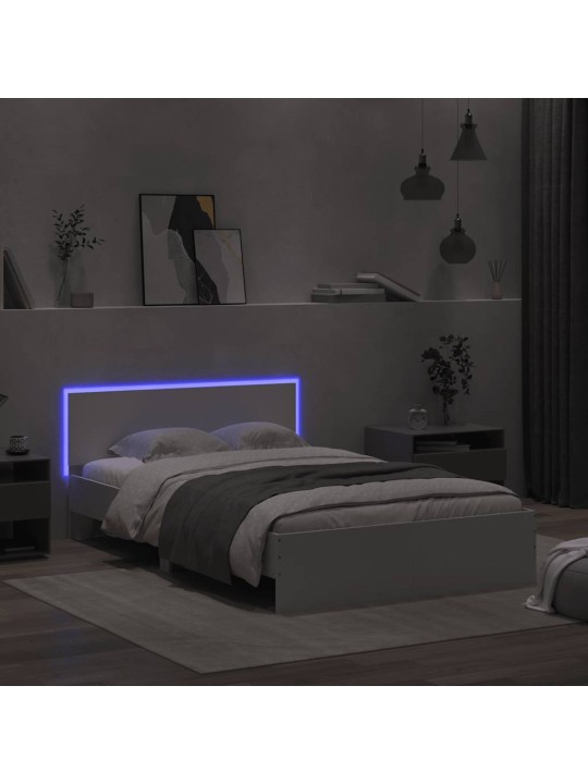 LED-TULEDE JA PEATSIGA VOODIRAAM, VALGE, 120X200 CM