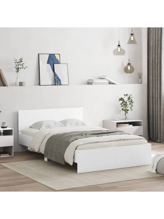 LED-TULEDE JA PEATSIGA VOODIRAAM, VALGE, 140 X 190 CM
