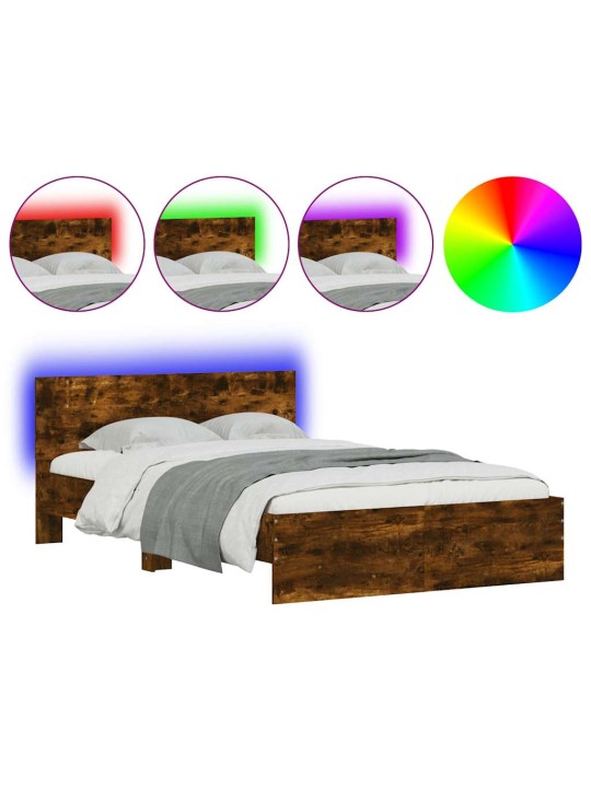 LED-TULEDE JA PEATSIGA VOODIRAAM,SUITSUTATUD TAMM, 135 X 190 CM