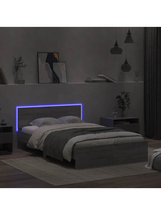 LED-TULEDE JA PEATSIGA VOODIRAAM, HALL SONOMA TAMM, 135X190 CM
