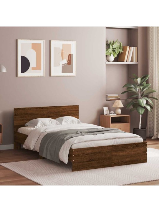 LED-TULEDE JA PEATSIGA VOODIRAAM, PRUUN TAMM, 135 X 190 CM