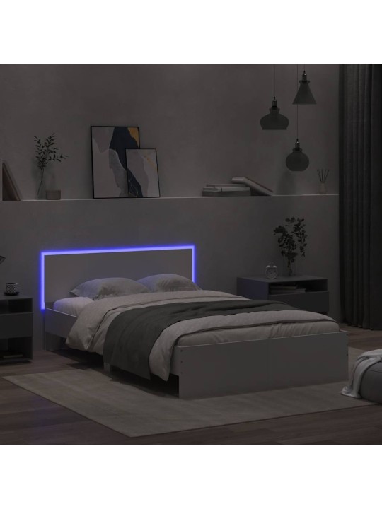 LED-TULEDE JA PEATSIGA VOODIRAAM, VALGE, 120 X 190 CM