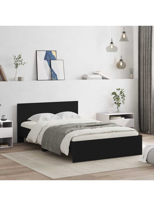 LED-TULEDE JA PEATSIGA VOODIRAAM, MUST, 120X190 CM