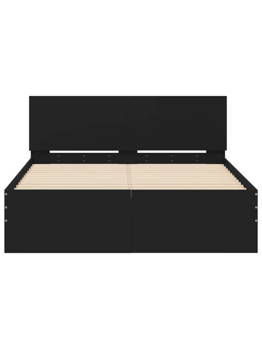 LED-TULEDE JA PEATSIGA VOODIRAAM, MUST, 120X190 CM