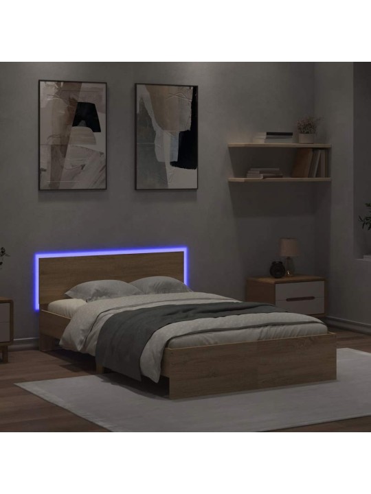 LED-TULEDE JA PEATSIGA VOODIRAAM, SONOMA TAMM, 120 X 190 CM