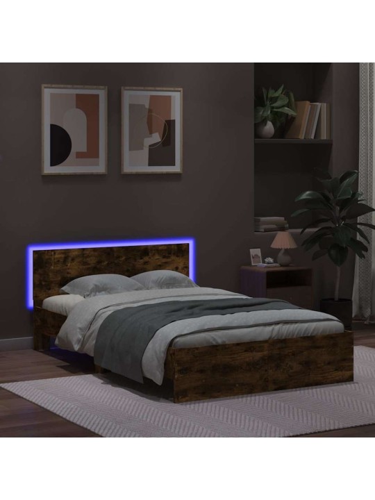 LED-TULEDE JA PEATSIGA VOODIRAAM,SUITSUTATUD TAMM, 120 X 190 CM