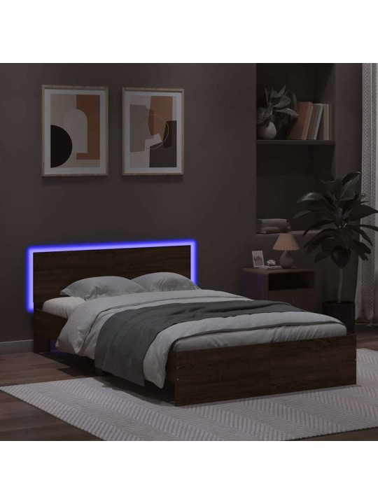 LED-TULEDE JA PEATSIGA VOODIRAAM, PRUUN TAMM, 120 X 190 CM