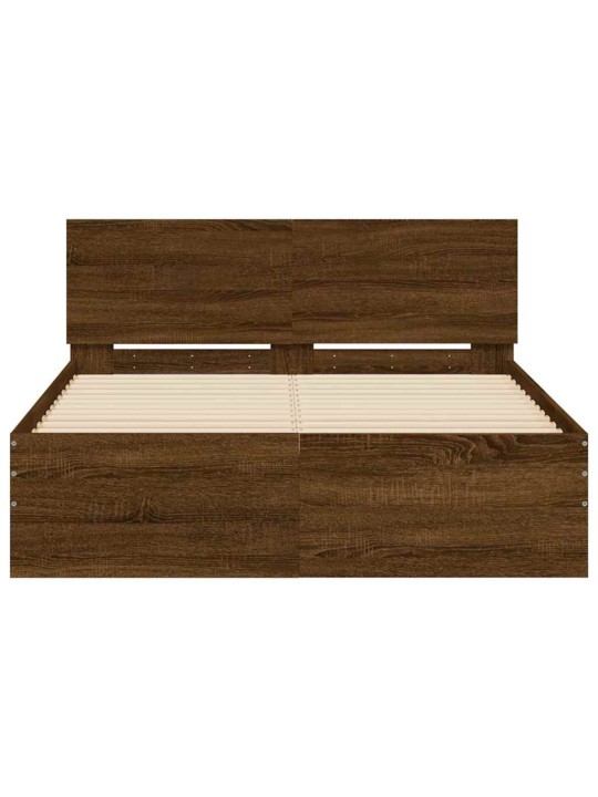 LED-TULEDE JA PEATSIGA VOODIRAAM, PRUUN TAMM, 120 X 190 CM