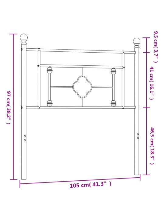 Metallist voodipeats, must, 100 cm