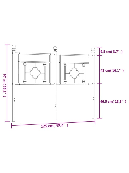 Metallist voodipeats, must, 120 cm