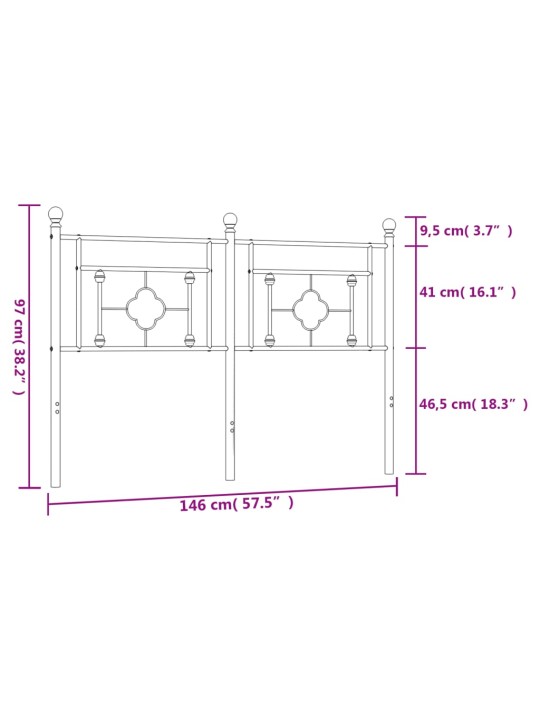 Metallist voodipeats, must, 140 cm