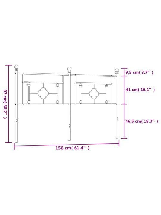 Metallist voodipeats, must, 150 cm