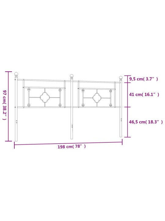 Metallist voodipeats, must, 193 cm