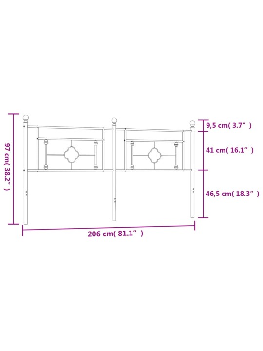 Metallist voodipeats, must, 200 cm