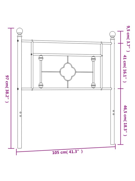 Metallist voodipeats, valge, 100 cm