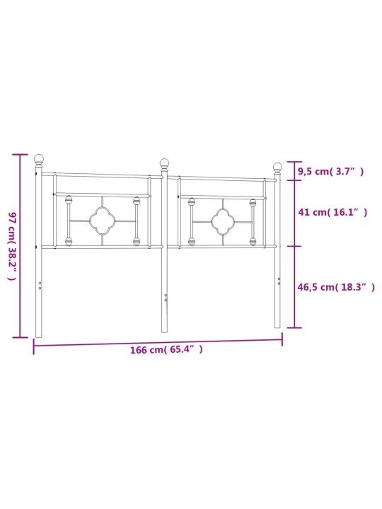 Metallist voodipeats, valge, 160 cm