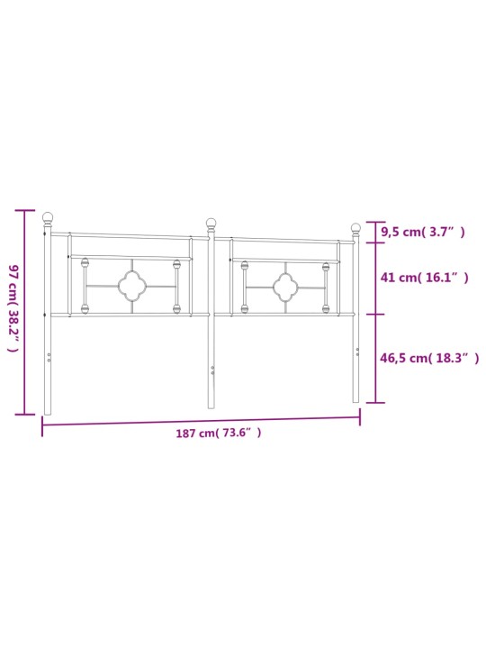 Metallist voodipeats, valge, 180 cm