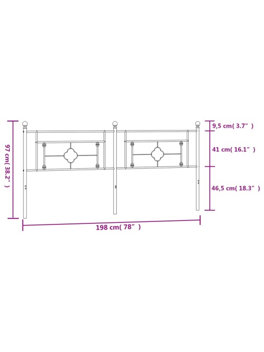 Metallist voodipeats, valge, 193 cm