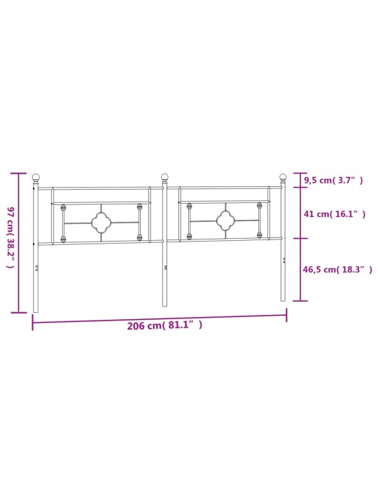 Metallist voodipeats, valge, 200 cm