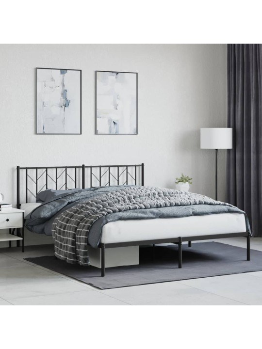 Metallist voodiraam peatsiga, must, 160 x 200 cm