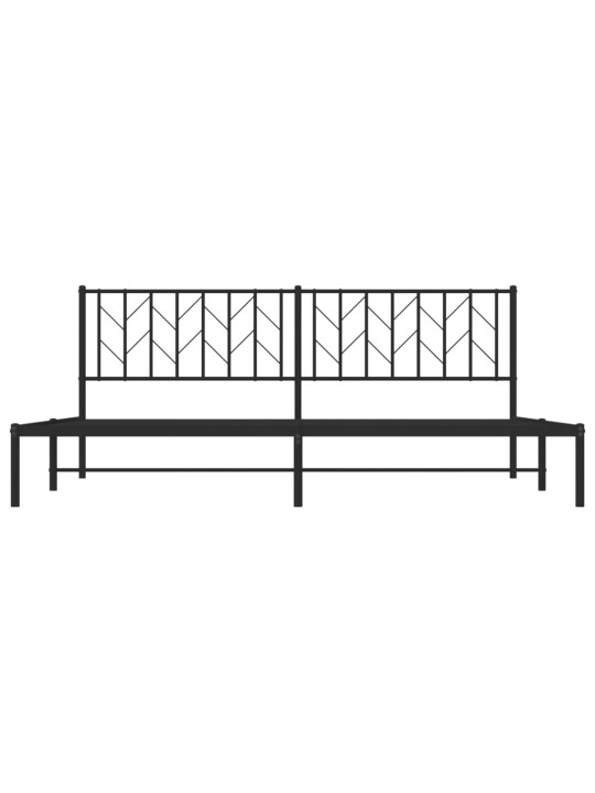 Metallist voodiraam peatsiga, must, 200x200 cm