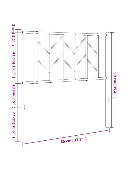 Metallist voodipeats, must, 80 cm