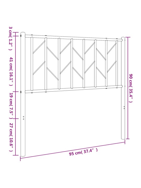 Metallist voodipeats, must, 90 cm